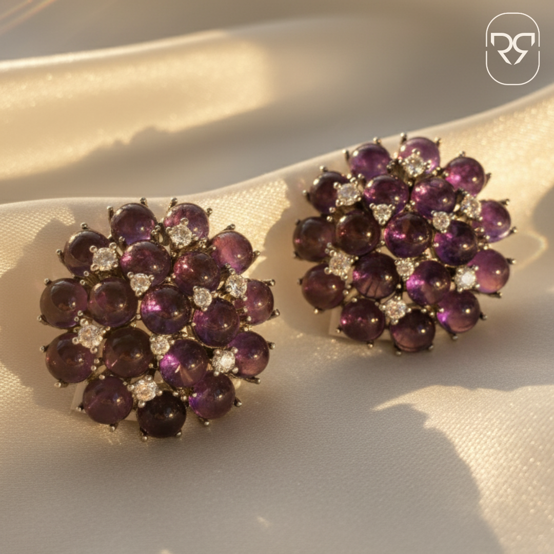 Rani Rose Regal Studs - Rhodium Statement