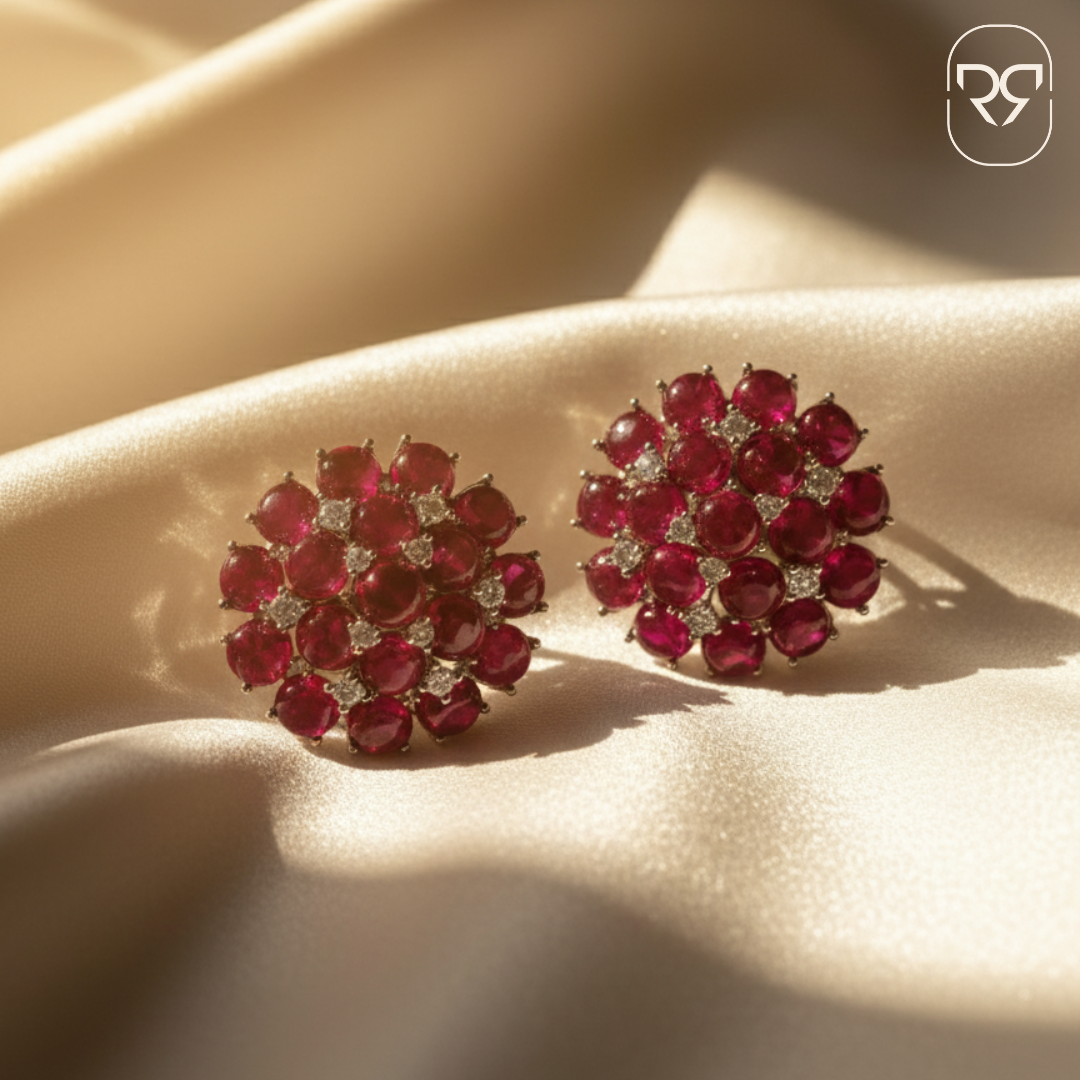 Rani Rose Regal Studs - Rhodium Statement