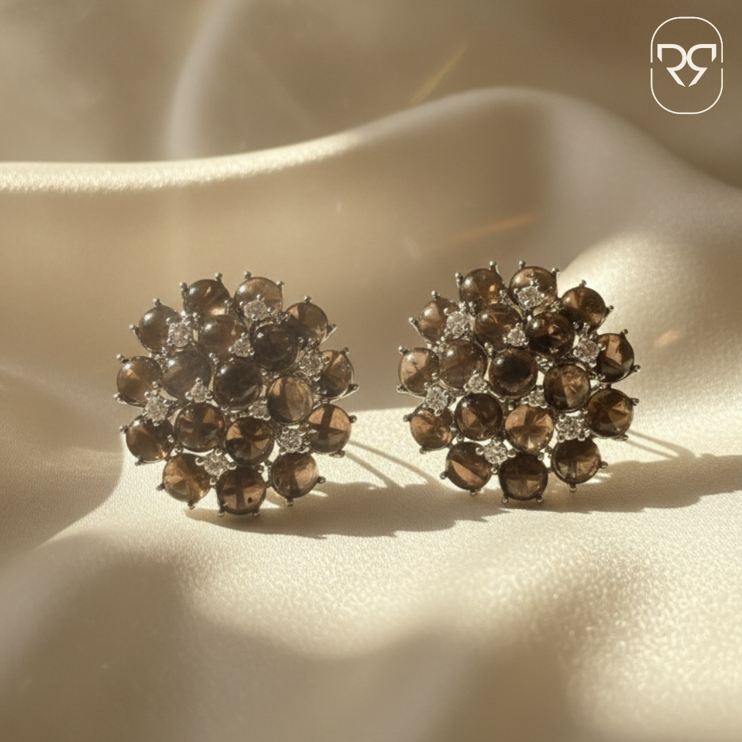 Rani Rose Regal Studs - Rhodium Statement