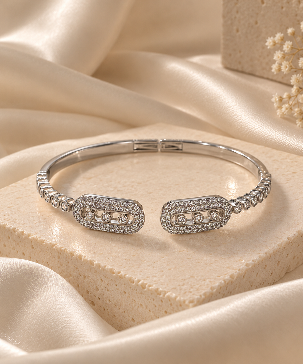 Regal Trio CZ Cuff Bracelet - 18kt Gold Vermeil