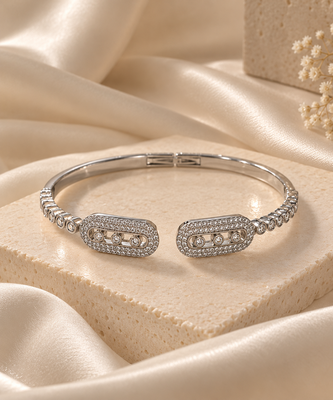 Regal Trio CZ Cuff Bracelet - 18kt Gold Vermeil