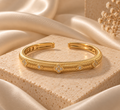 Rani Heritage Motif CZ Cuff - 18kt Gold Vermeil