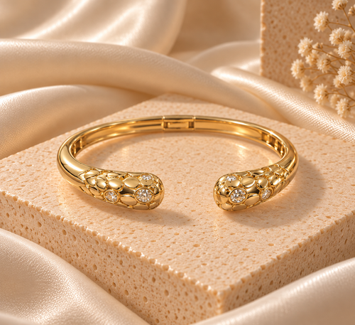 Regal Heritage CZ Rhodium Cuff Bracelet - in 2 colors