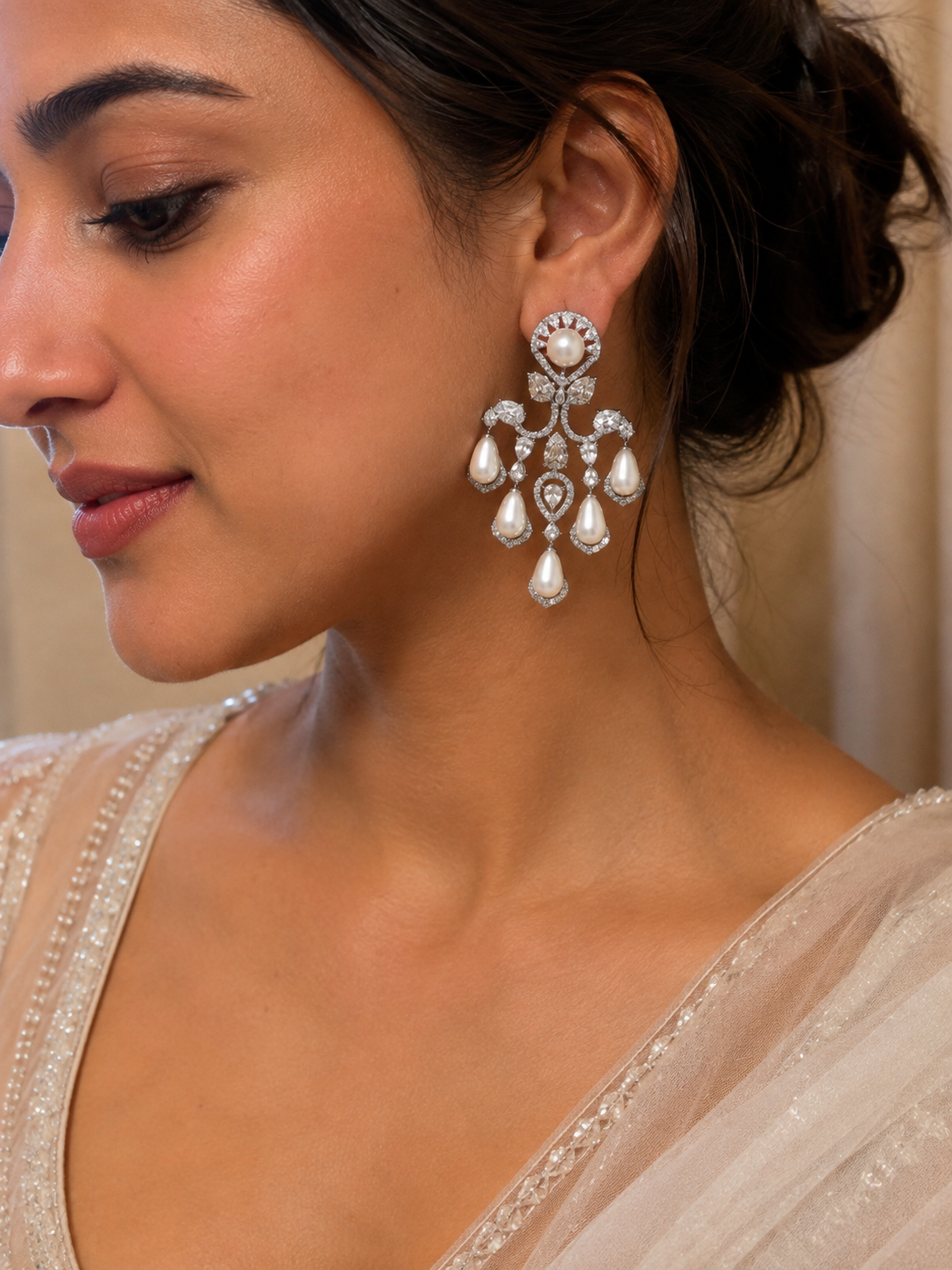 Rani Pearl Jaal Dangler Earrings