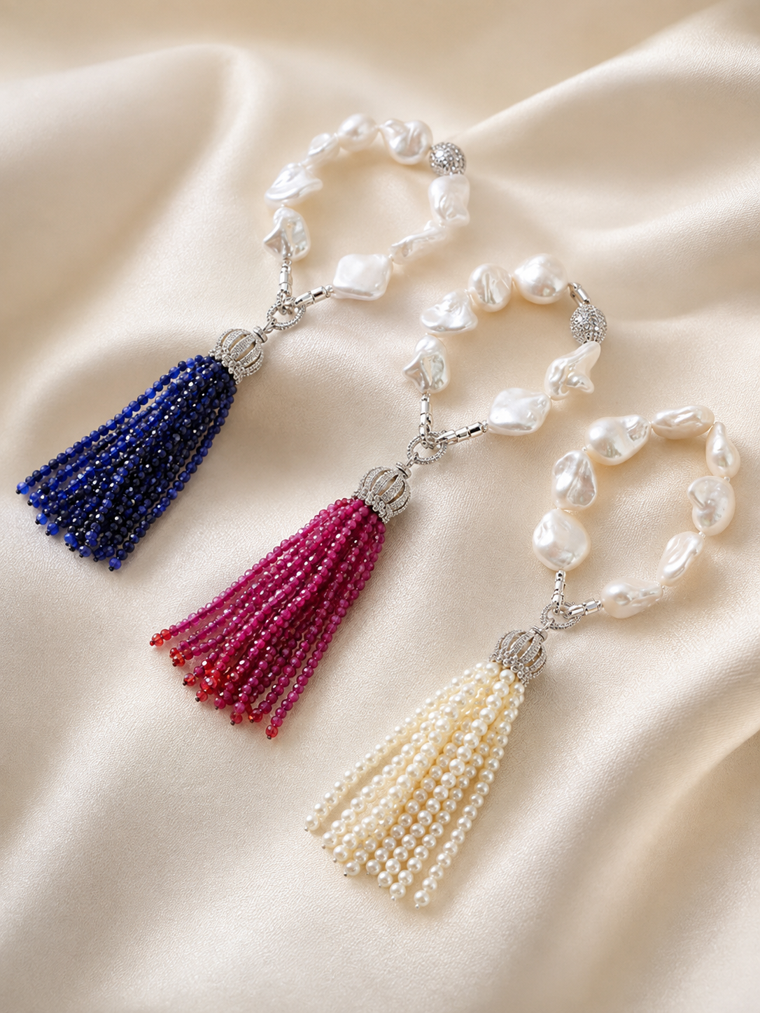Rajsi Lumba Baroque Pearl Bracelet & Tassel Set