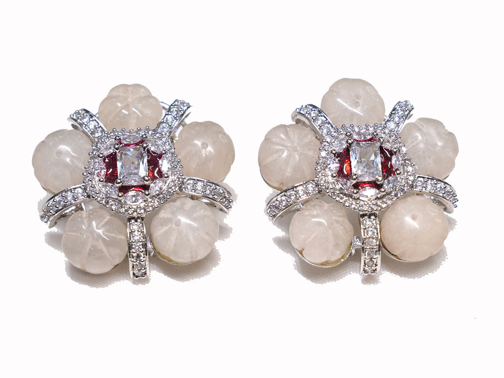 Crystal Bloom Studs - Semi Precious Stone
