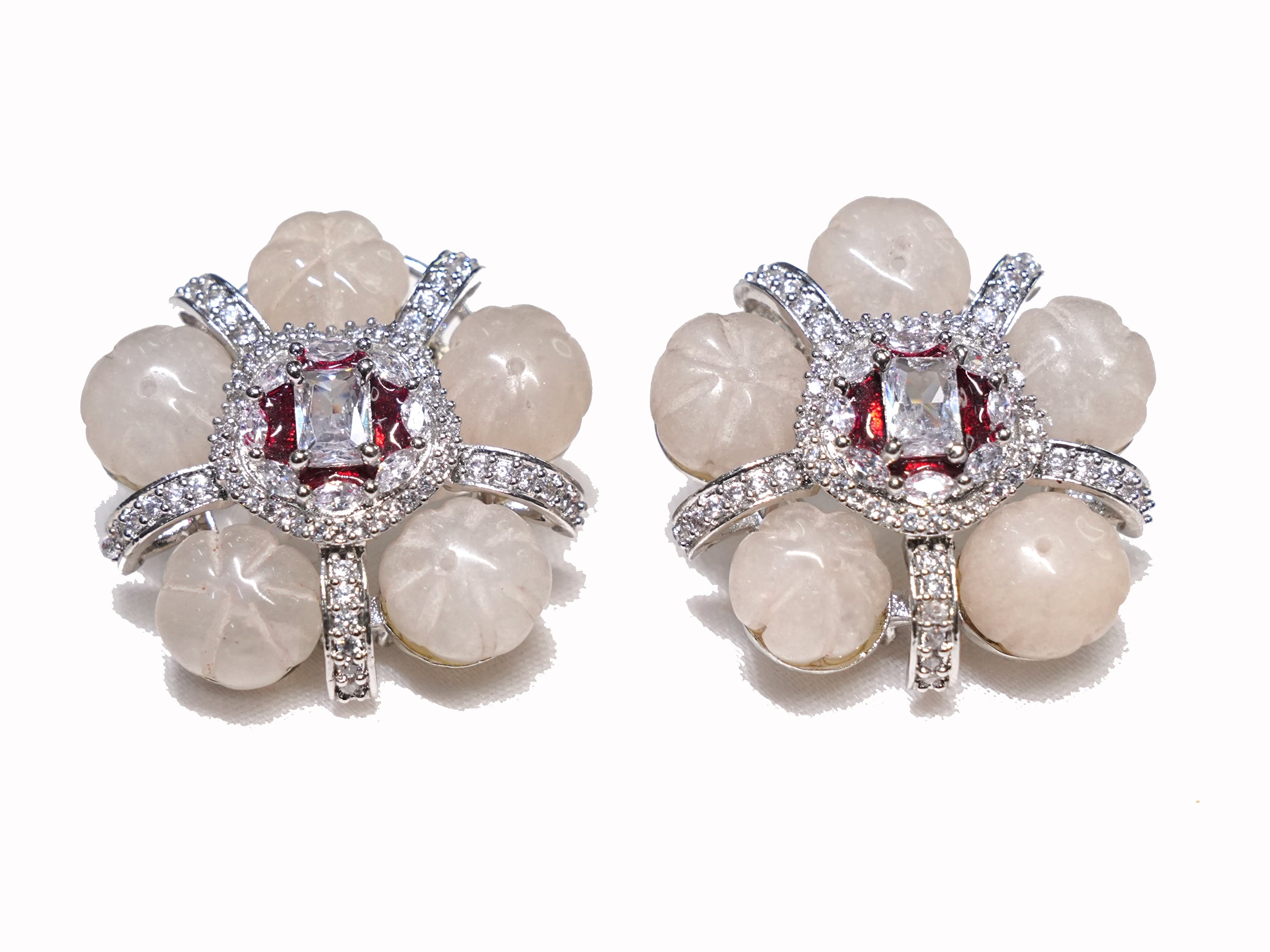 Crystal Bloom Studs - Semi Precious Stone