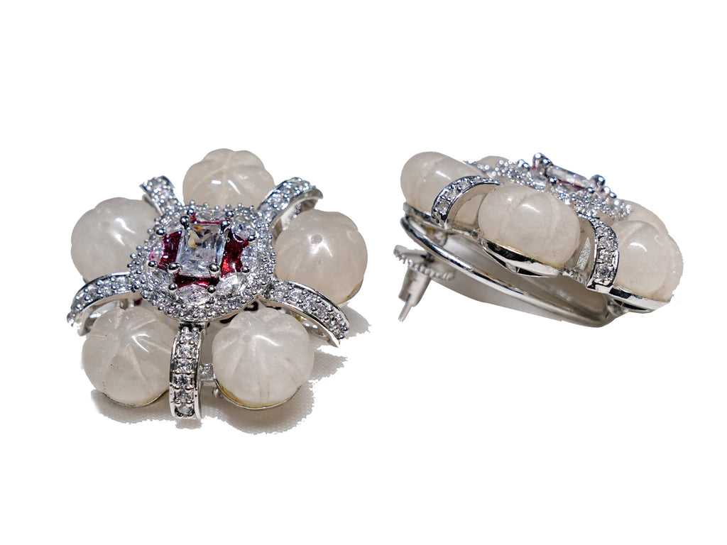 Crystal Bloom Studs - Semi Precious Stone