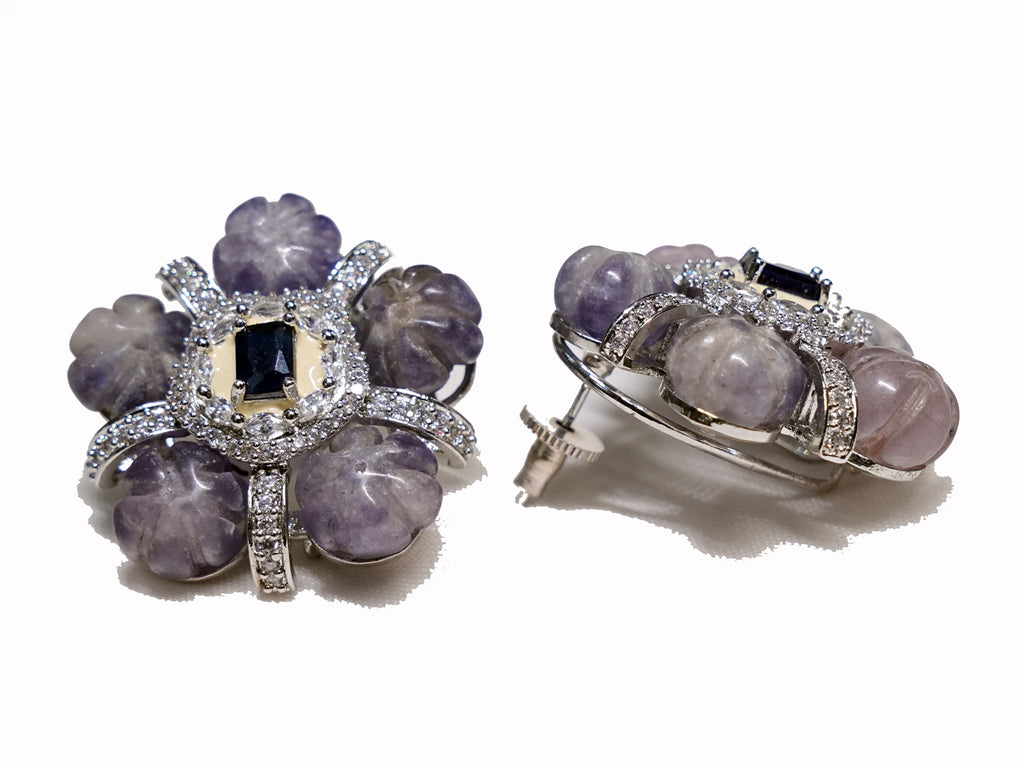 Crystal Bloom Studs - Semi Precious Stone