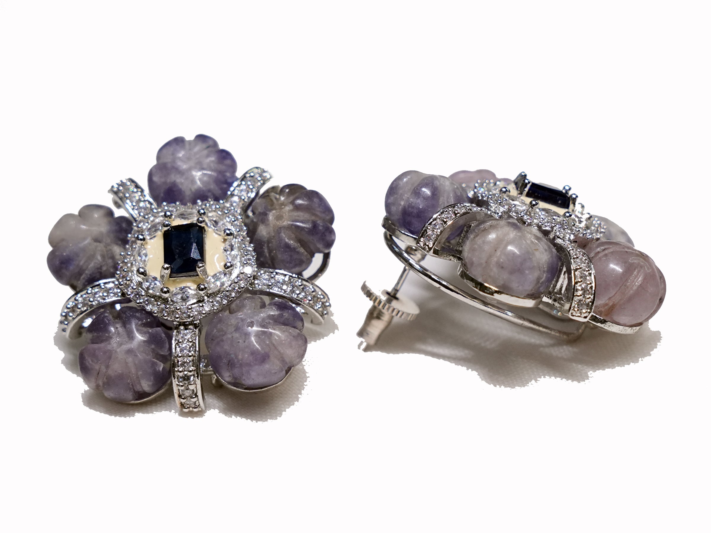 Crystal Bloom Studs - Semi Precious Stone