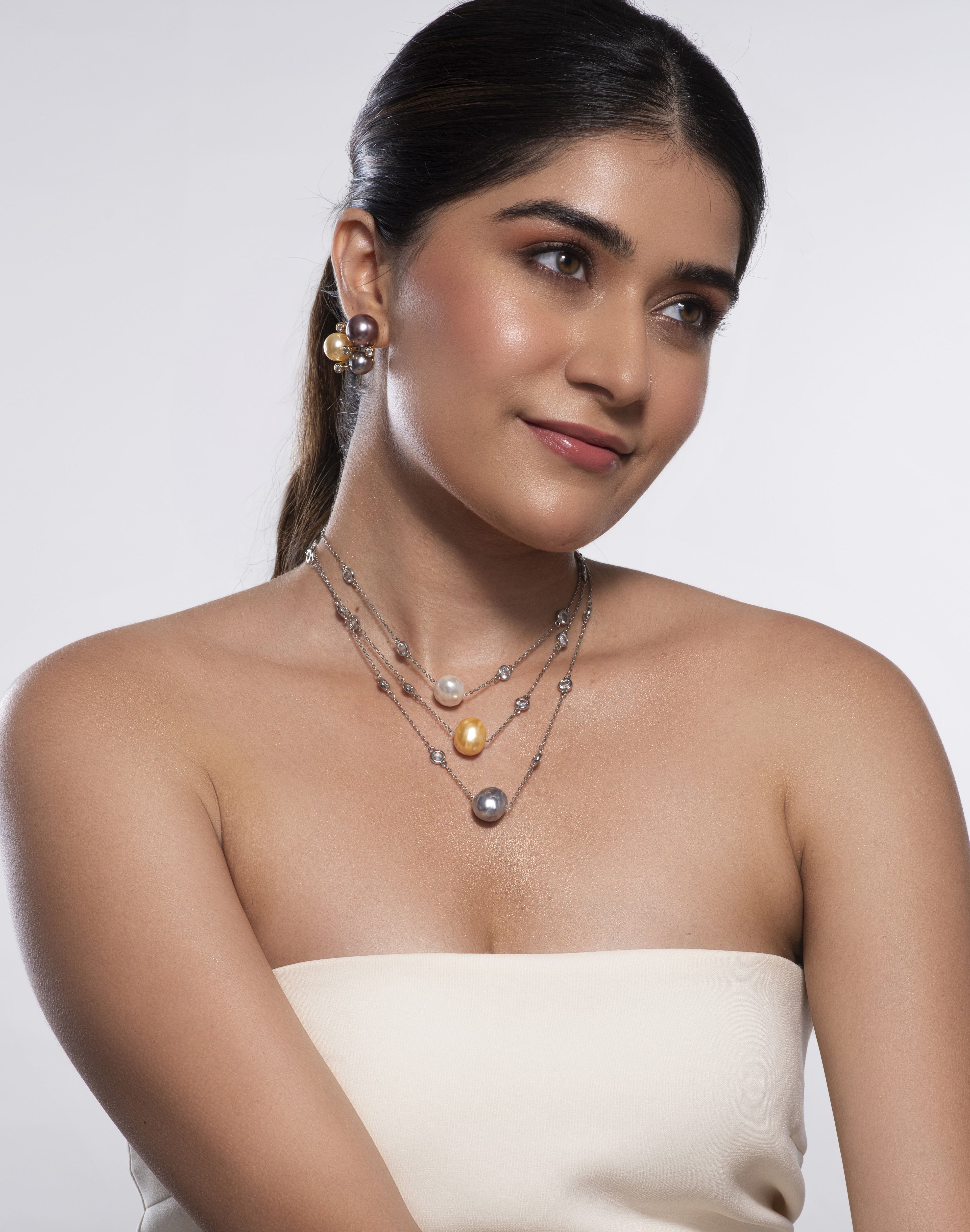 Rani Cluster Studs – Multicolour Pearl