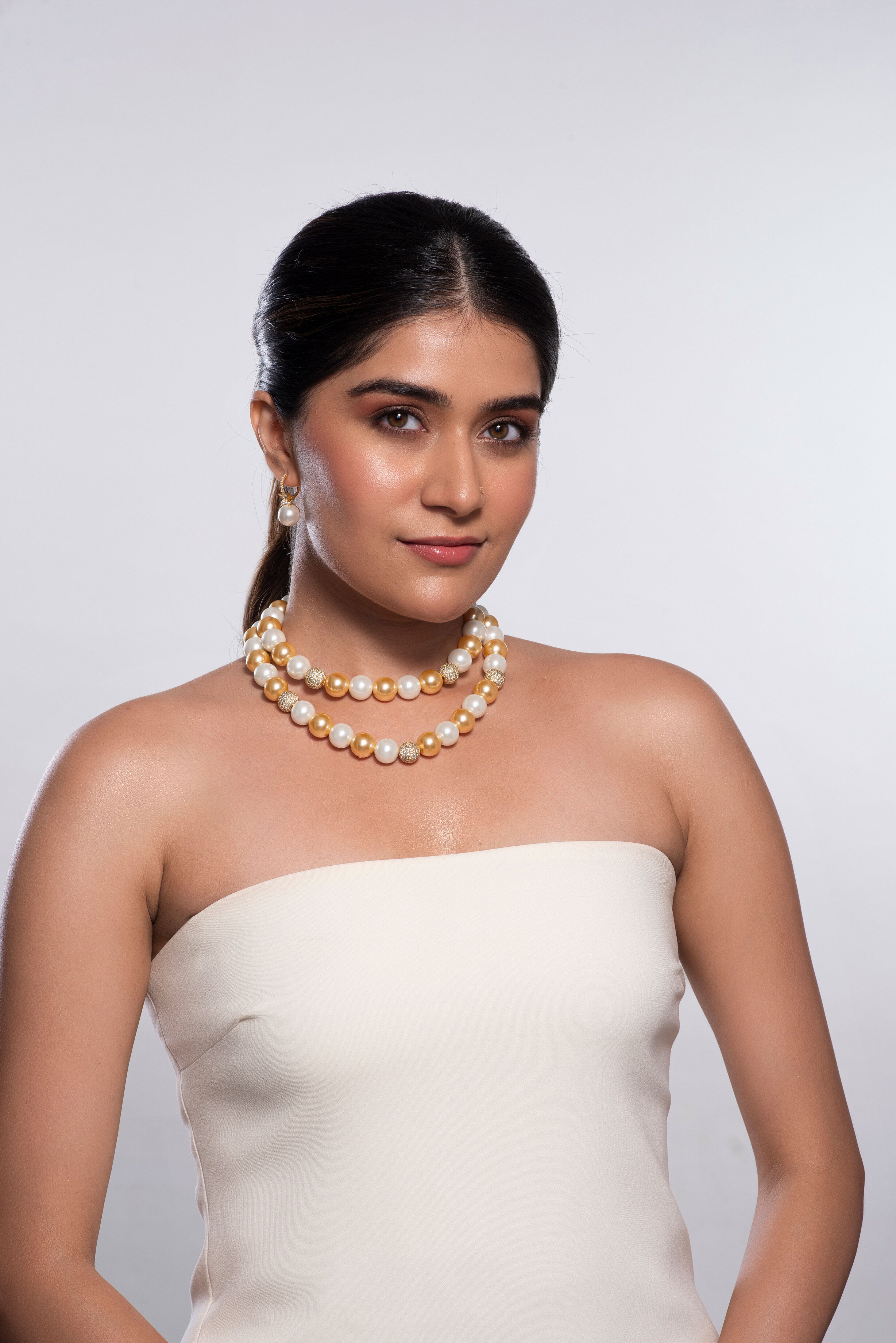 The Regal Pearl Weave - Dual Tone Pearl Necklace