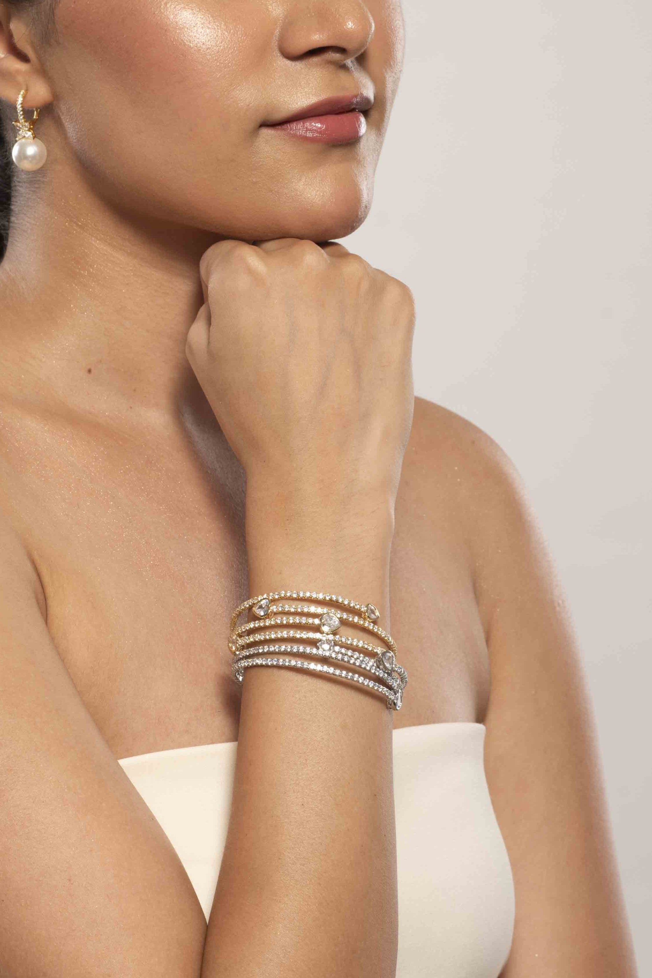 Royal Heir Heart Lines Bracelet : Gold & Silver