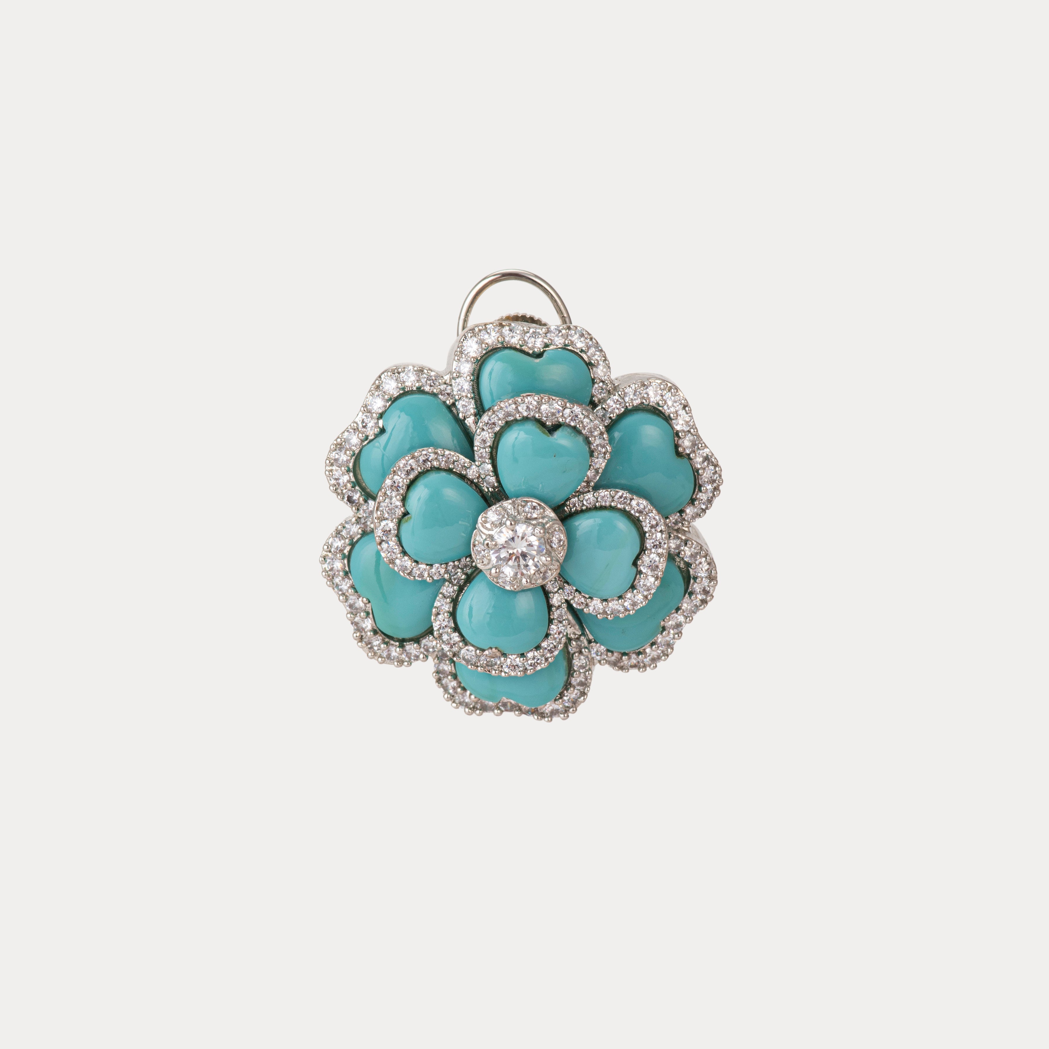 Rani Meher Studs : Turquoise Rhodium Edition