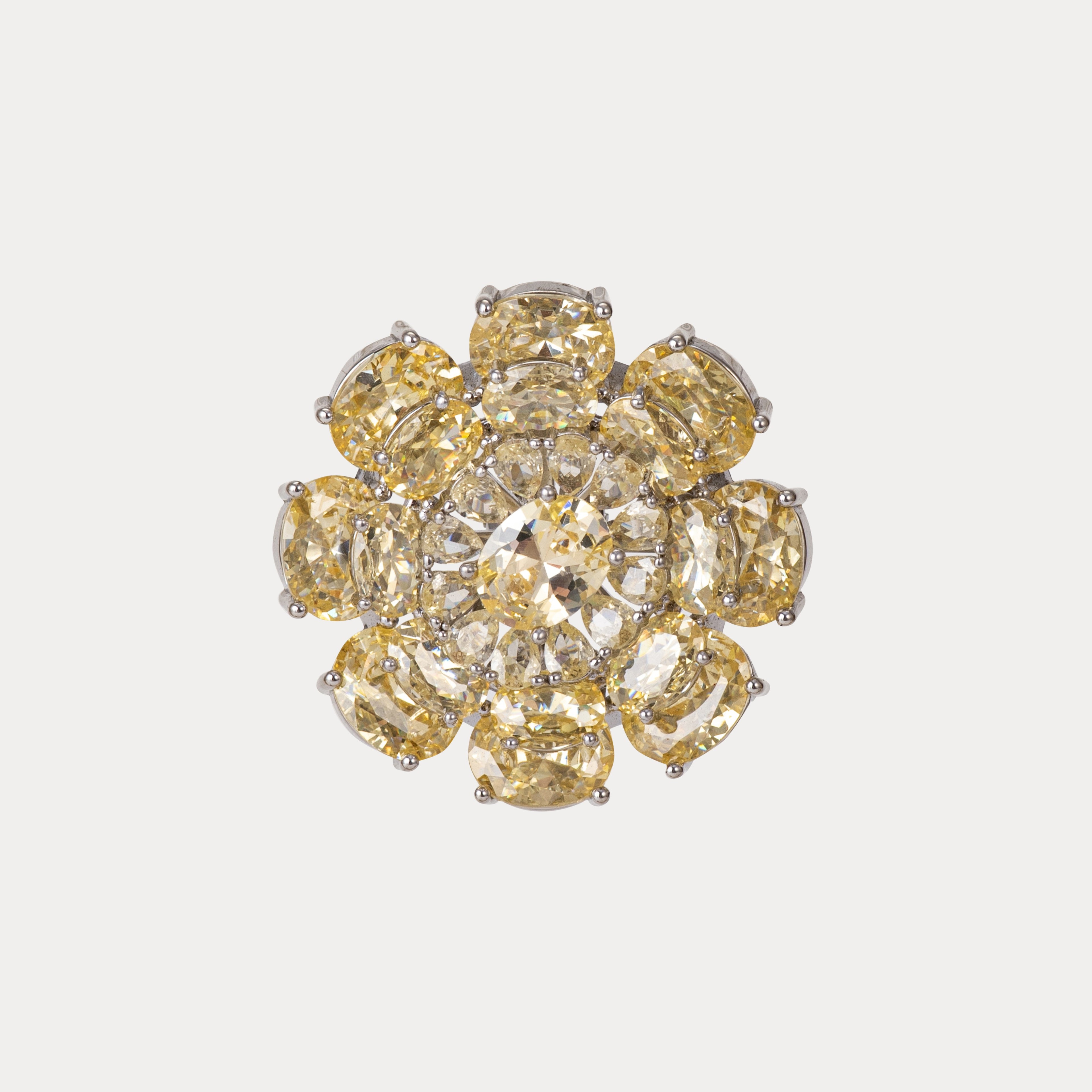 Rani Rosette Studs : 18k Rhodium Plated with CZ