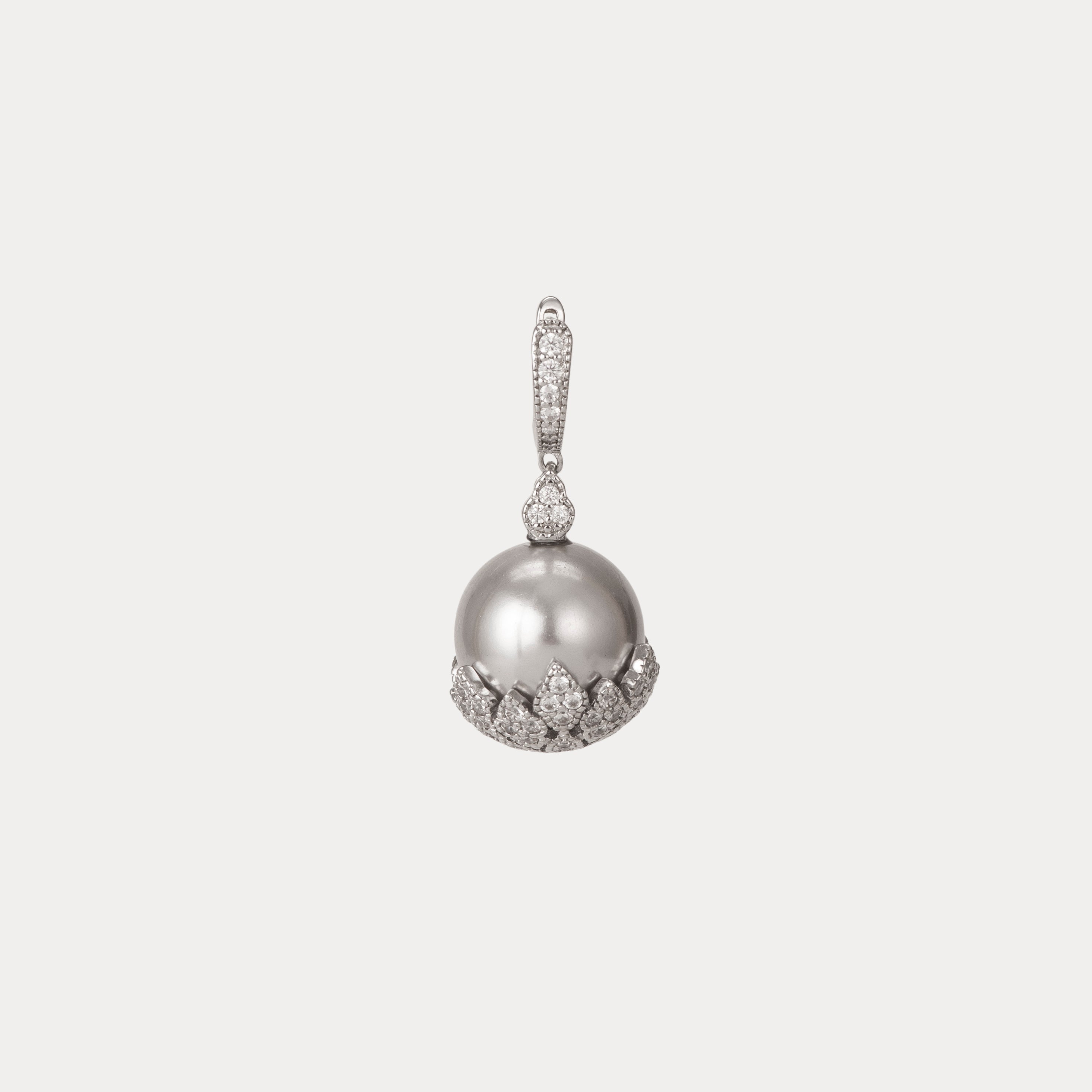Imperial Drop Pearl Earrings : Grey Finish