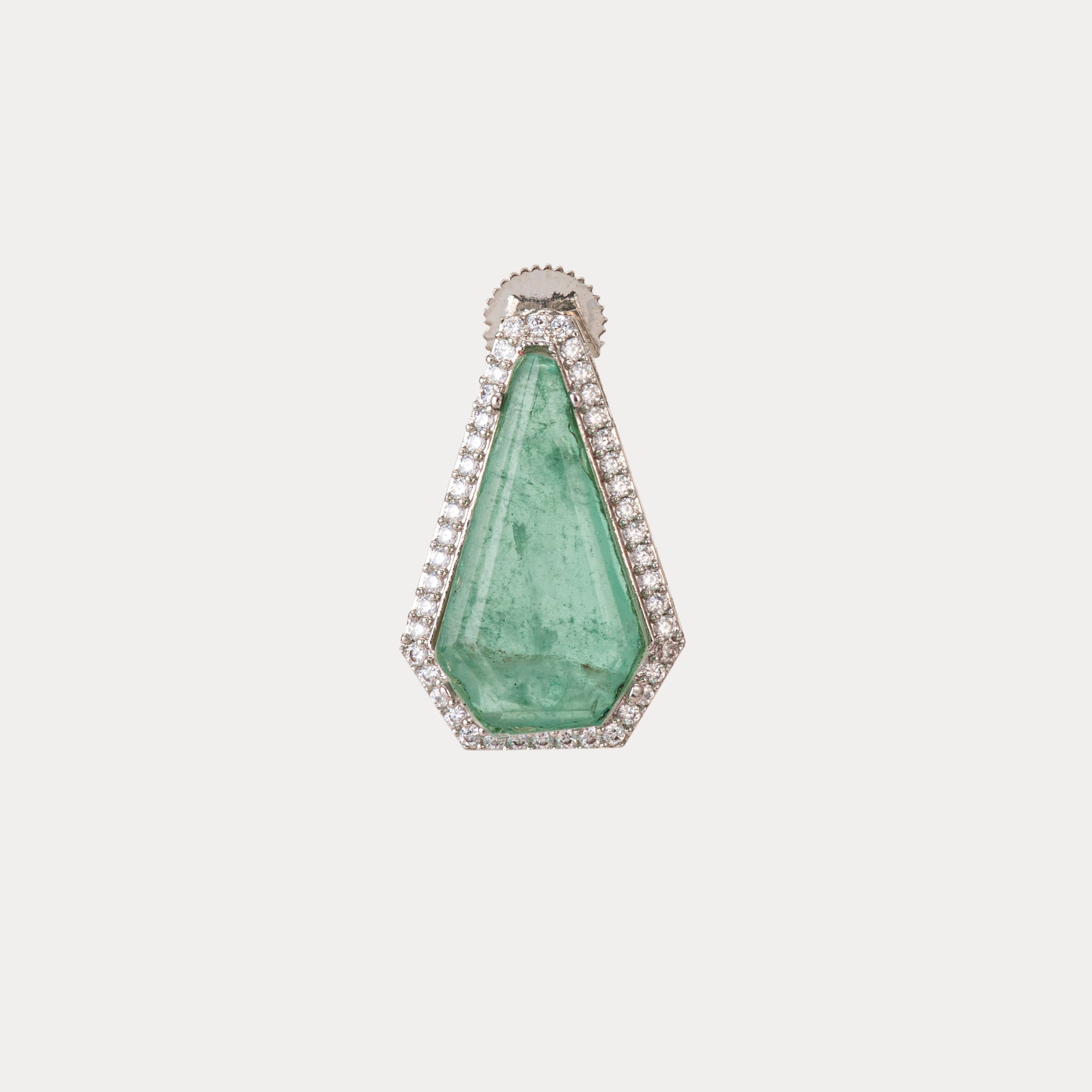 Triangular Emerald Doublet & Cubic Zirconia Studs