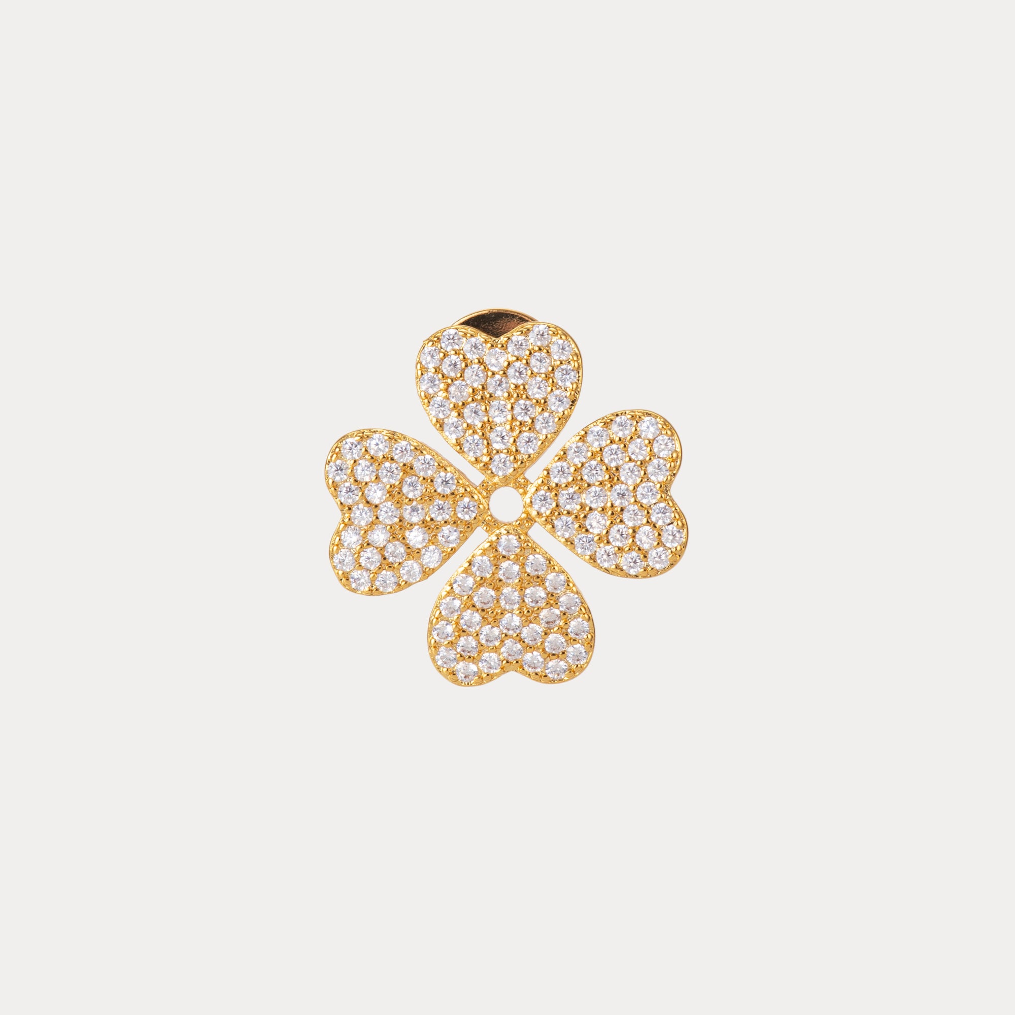 Small Floral Diamond Stud Earrings in Gold Plated