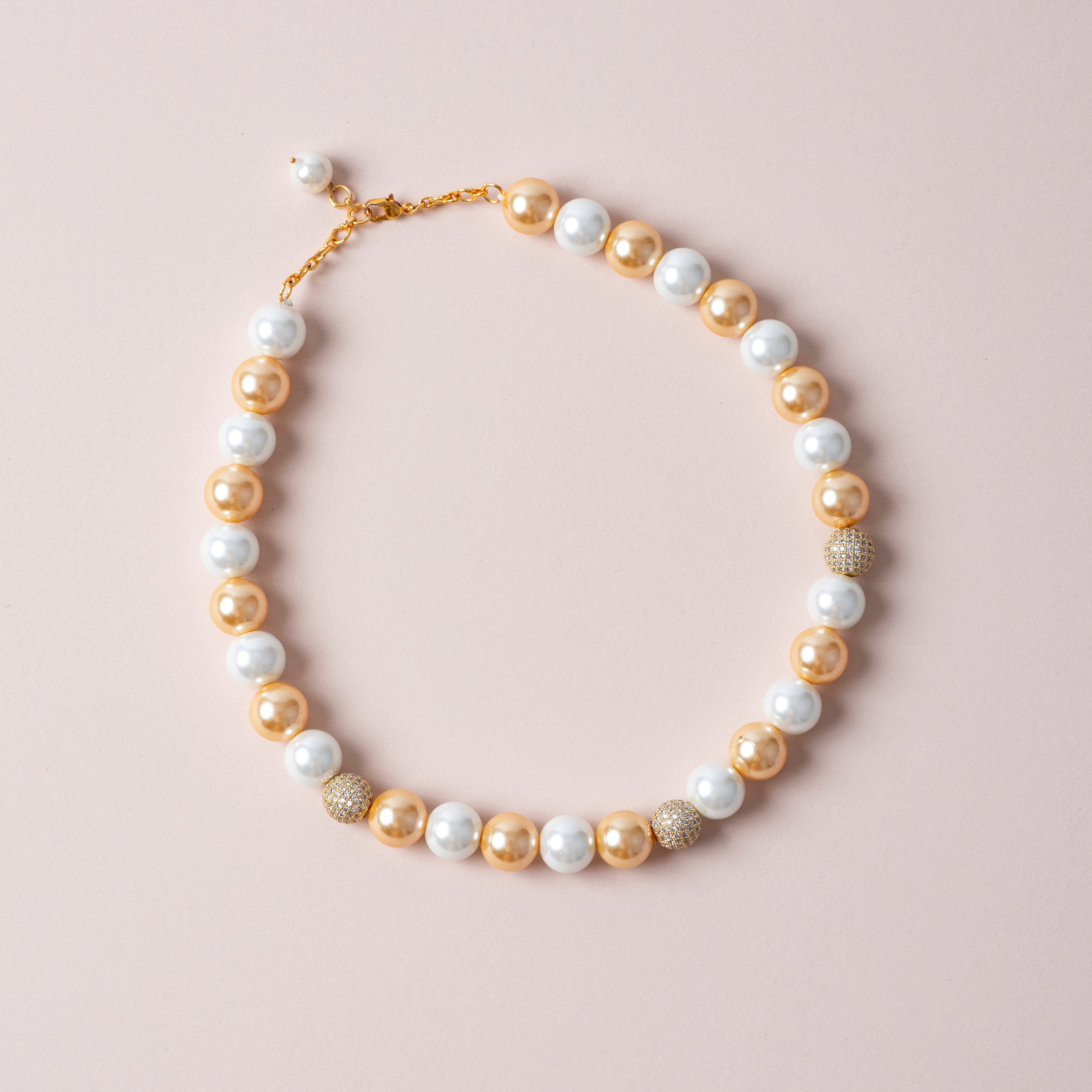The Regal Pearl Weave - Dual Tone Pearl Necklace