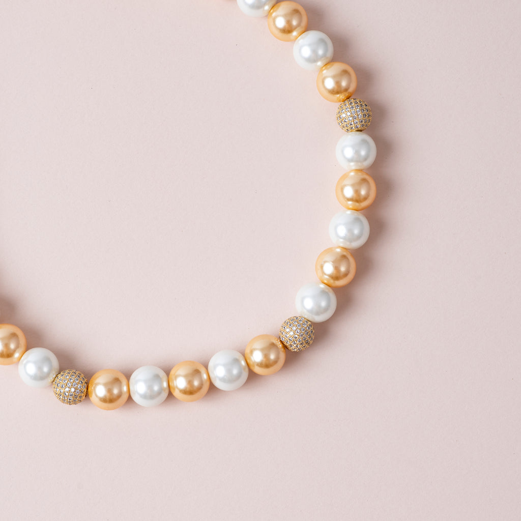 The Regal Pearl Weave - Dual Tone Pearl Necklace