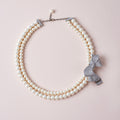 The Bow Royale - Classic Two Line Pearl Necklace With Bow