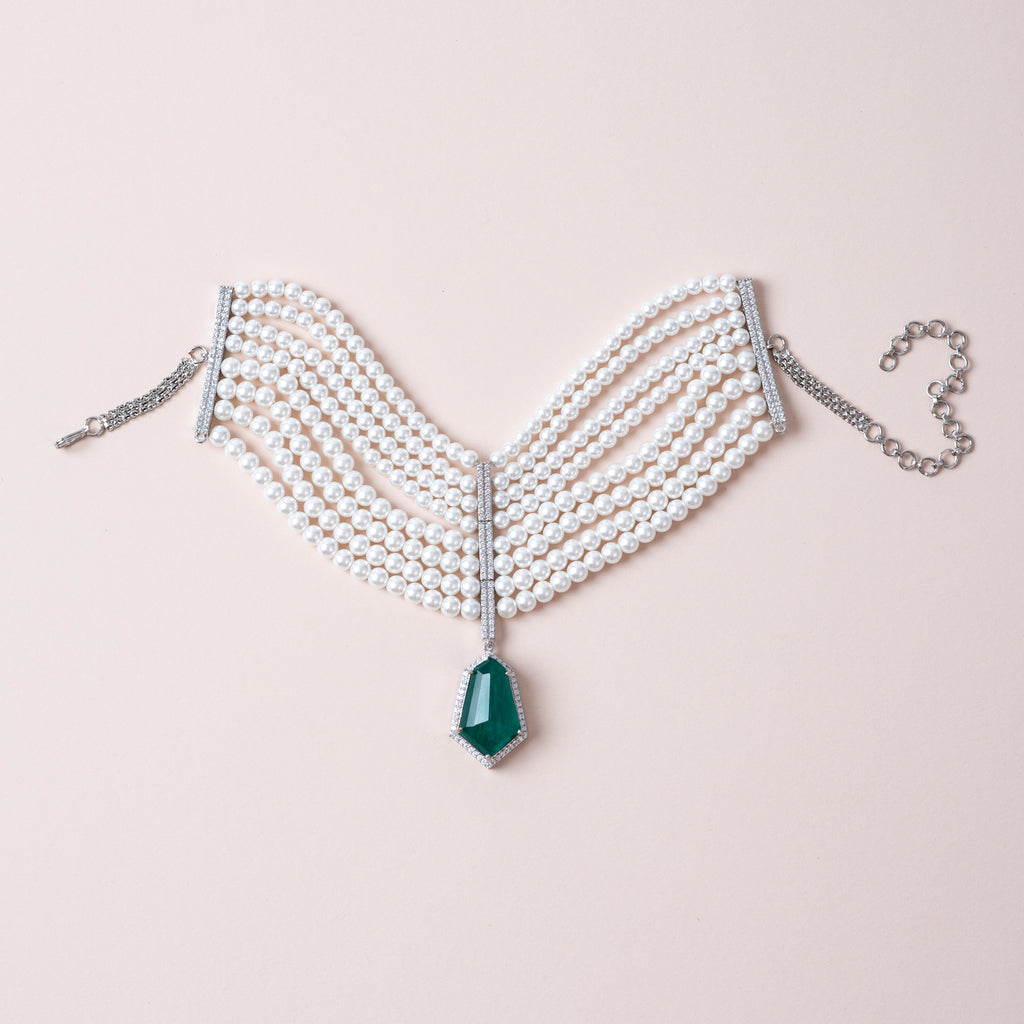 Royal Emerald Pearl Duo Set