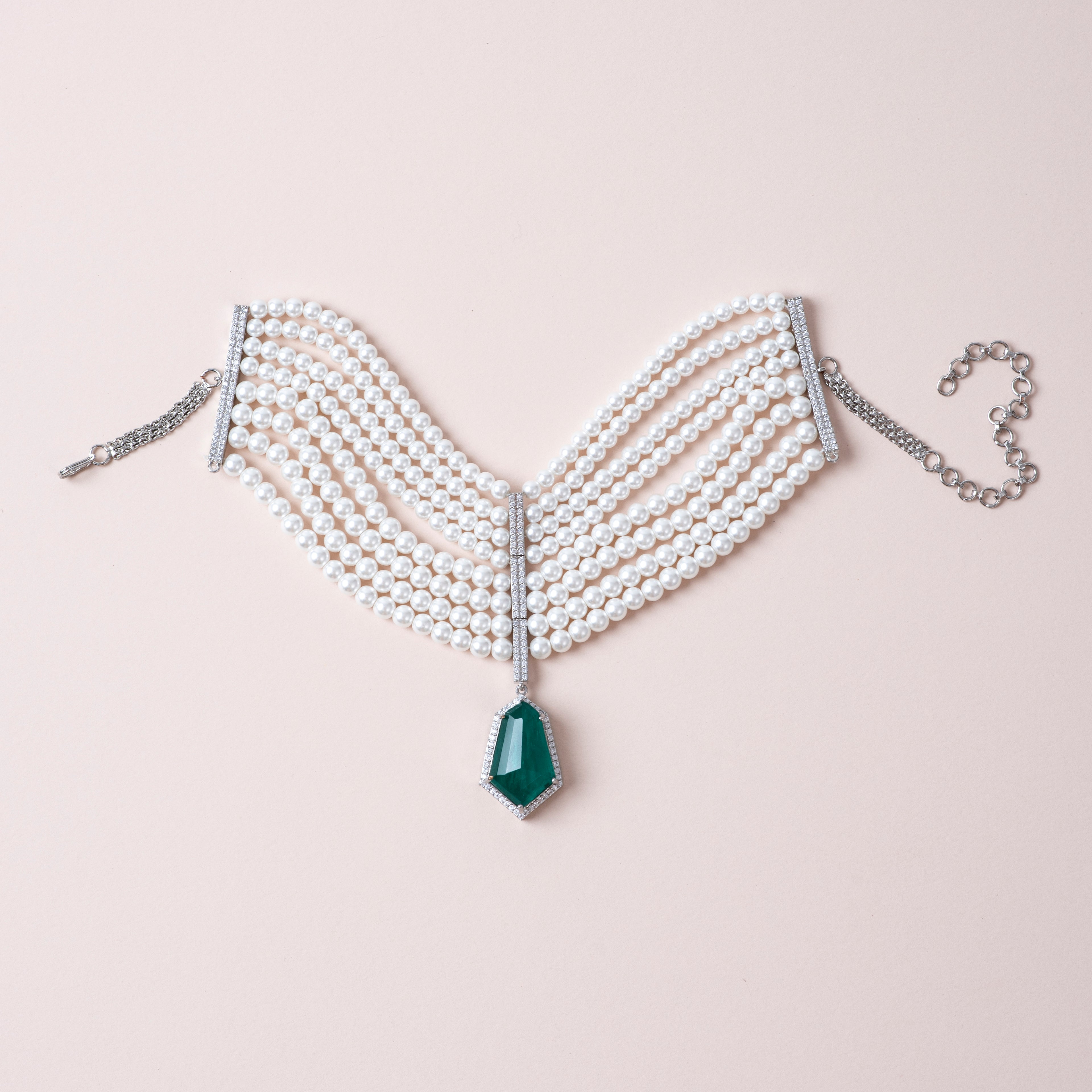 Royal Emerald Pearl Duo Set