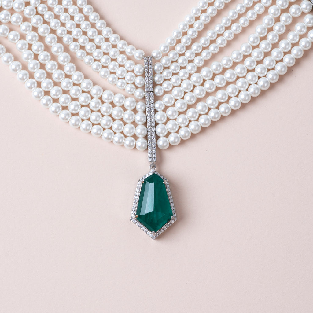 Royal Emerald Pearl Duo Set