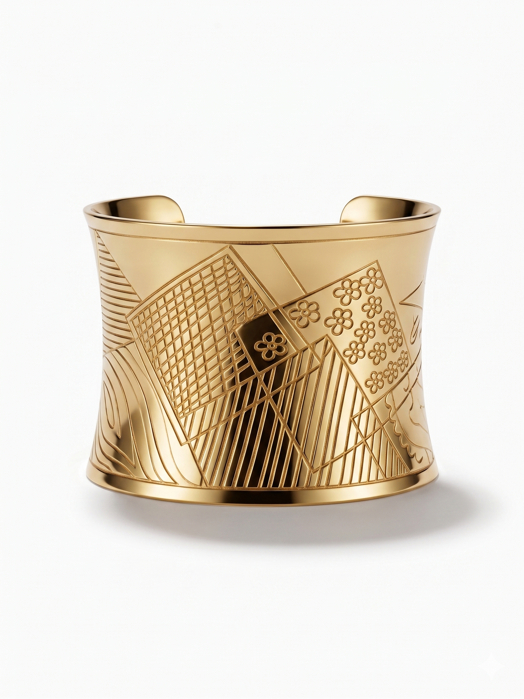 Aurielle Geometric Gold Brass Cuff Bracelet