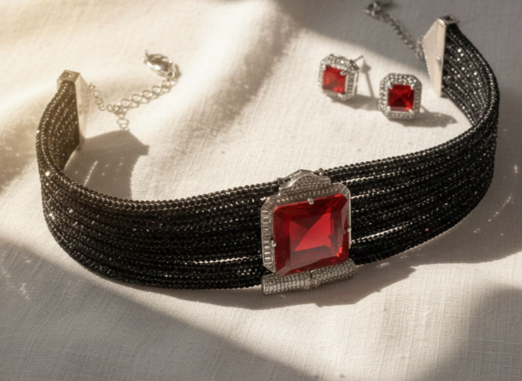 Rani Rose Midnight Royal Choker Set