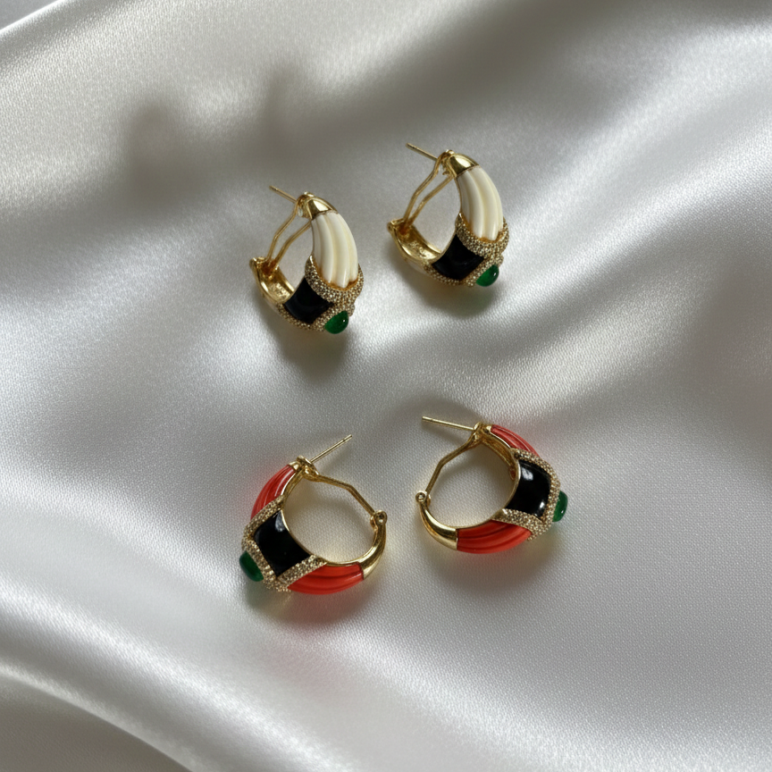 Milano Aurelia Gemstone Hoop Stud Earrings