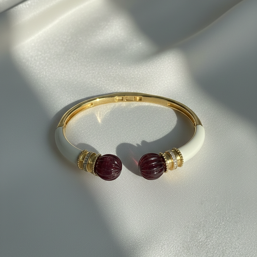 Royal Imperiale Ivory Wine Duo Stacking Cuff Set – 18KT Gold Plated