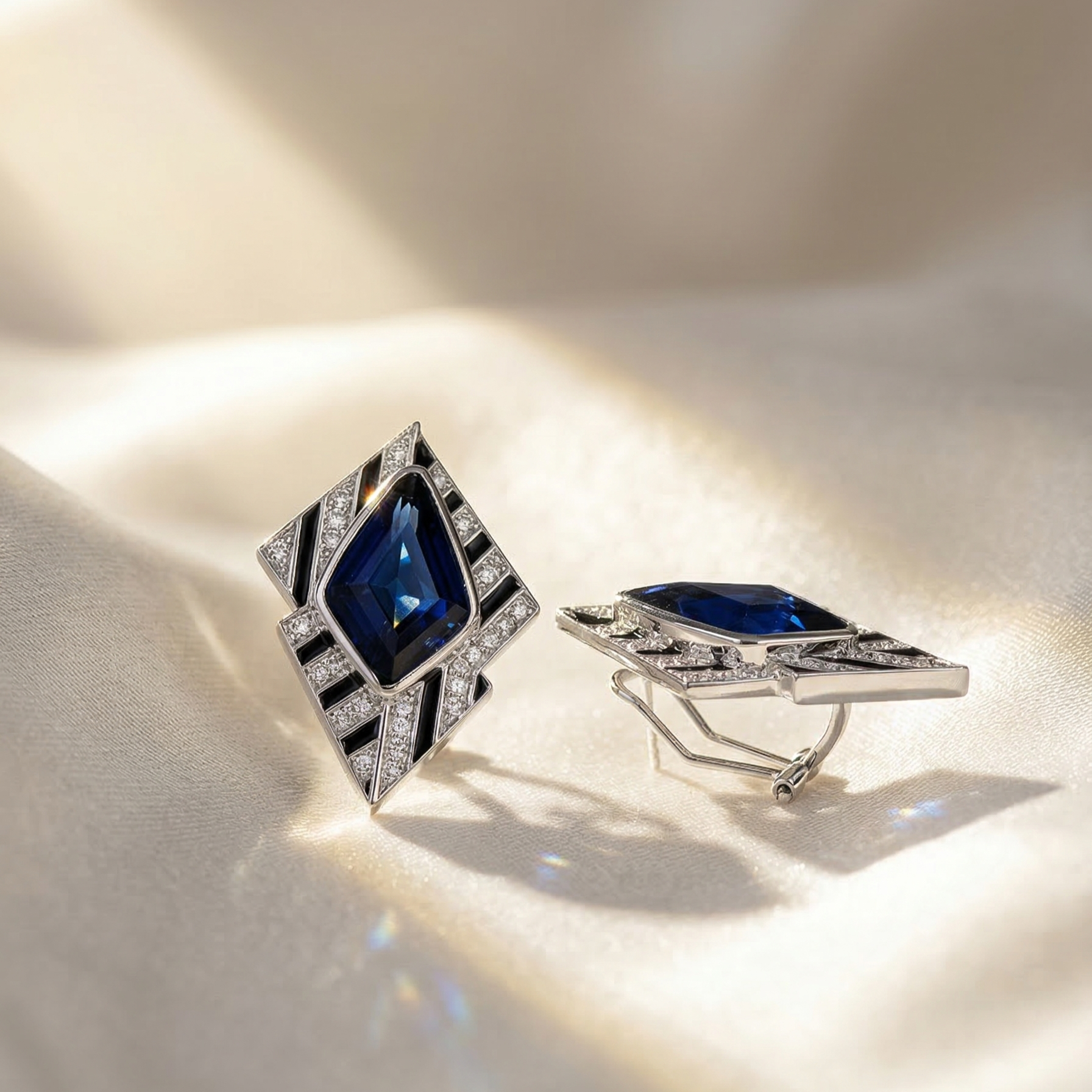 Imperial Sapphire Geometric Studs
