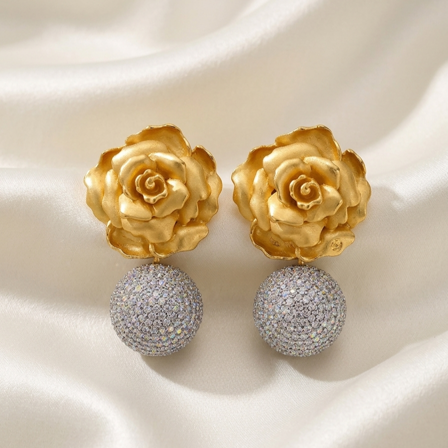 Rose Moonlight Sphere Drops Dangler