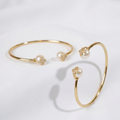 Regal Petal Pearl Open-Cuff Bracelet