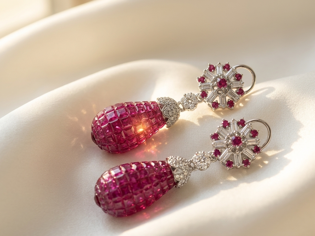 The Noor-ul-Ain Mosaic Drop Dangler : 2 colors