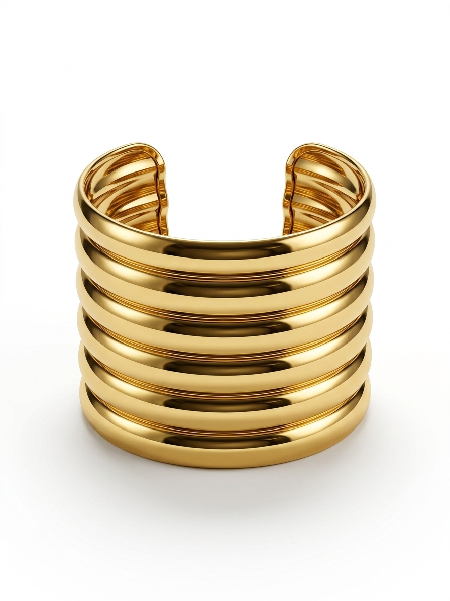 Valenza Stacked Gold Brass Cuff Bracelet
