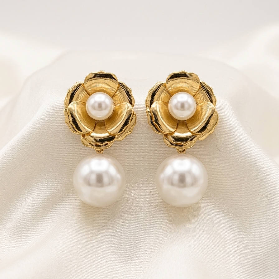 Camellia Royale Pearl Earrings