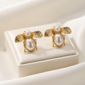 Honey Royale Pearl Bee Earrings