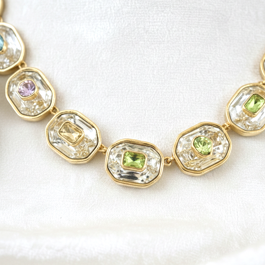 Roma Imperia Swarovski Statement Necklace Set- 18K Gold Tone Plated Designer Jewellery