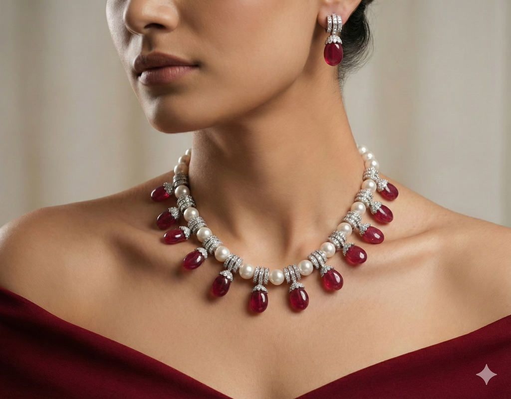 The Royal Pearly Heritage Necklace & earrings Set