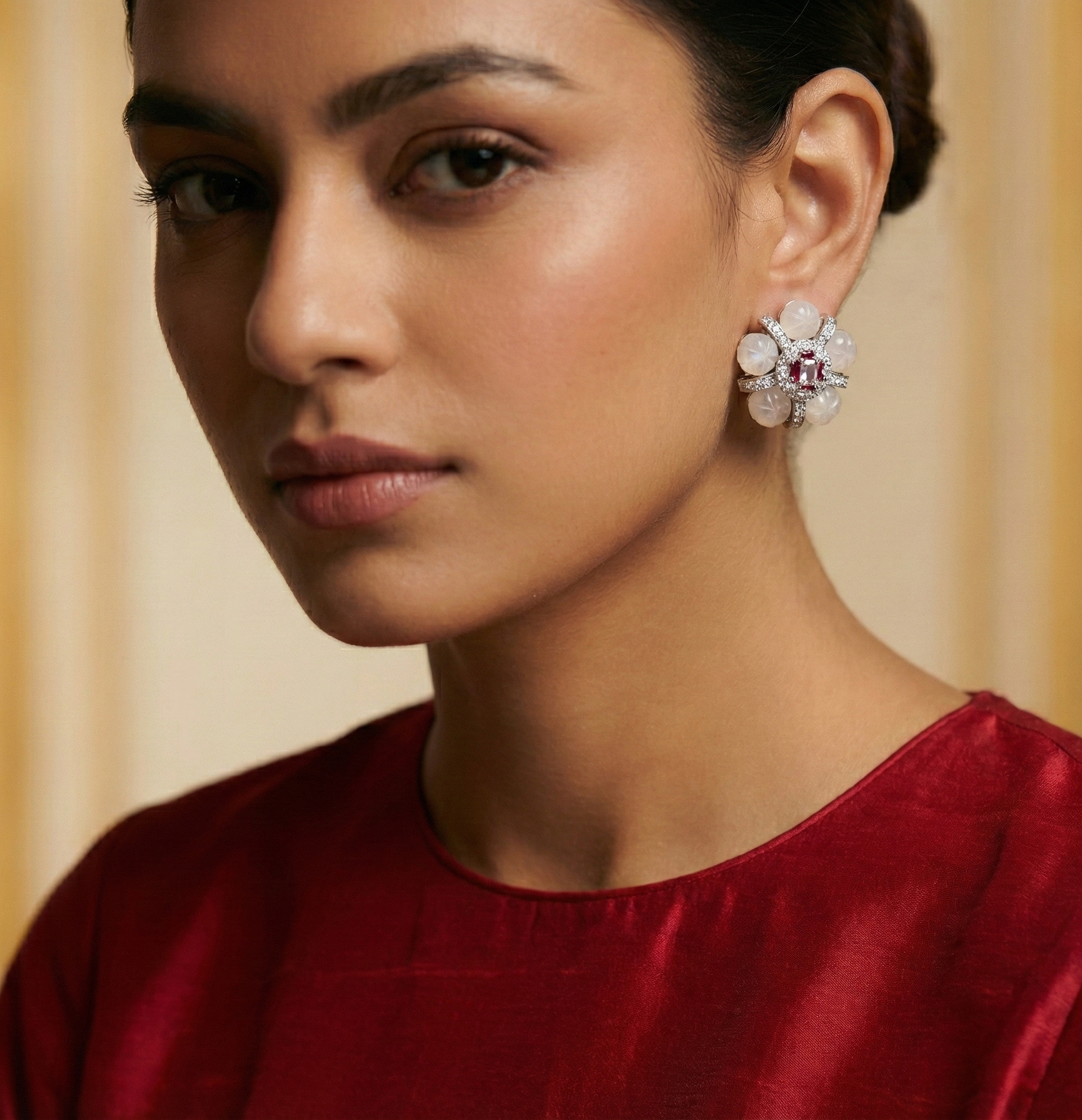 Crystal Bloom Studs - Semi Precious Stone