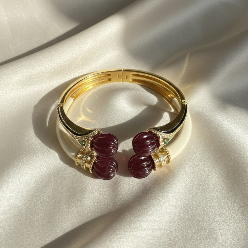 Royal Imperiale Ivory Wine Duo Stacking Cuff Set – 18KT Gold Plated