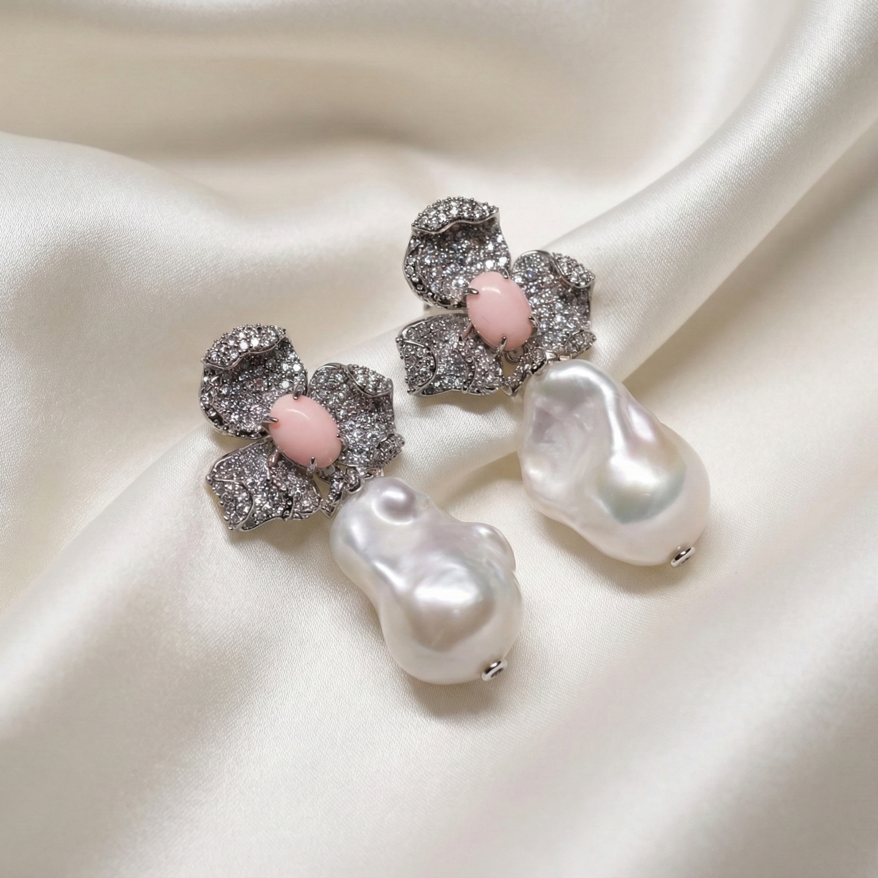 Rosé Baroque Pearl Earrings