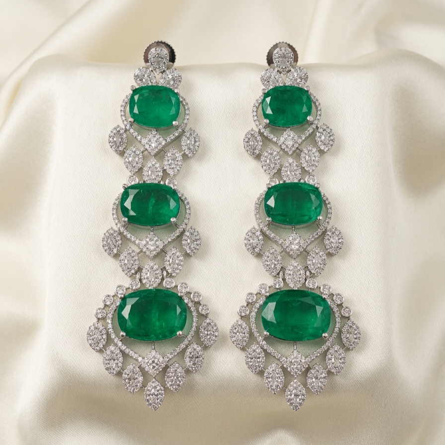 Verde Regina Royale Dangler Earrings - Emerald