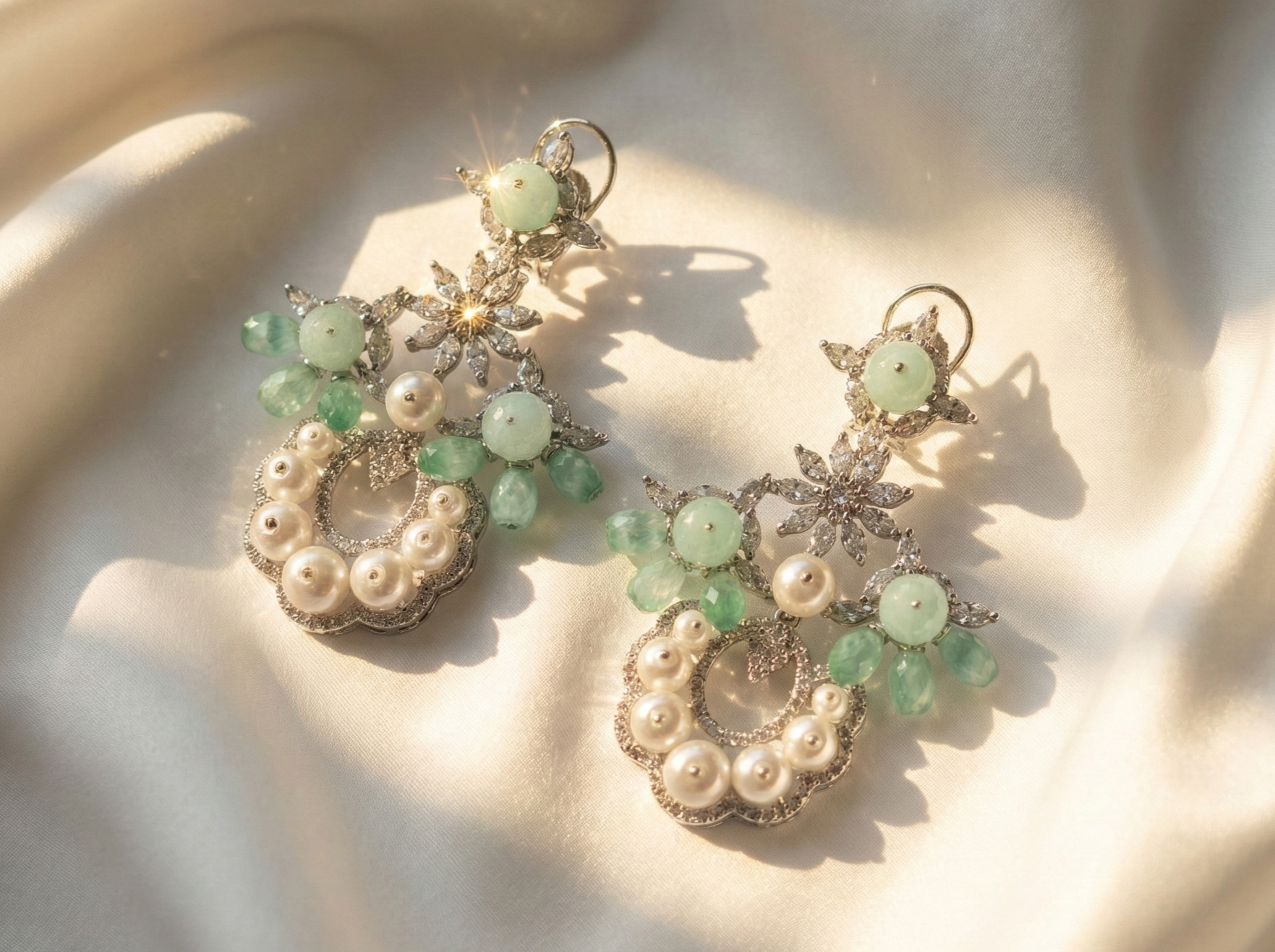 Pearlberry Garden Swarovski - Hanging Dangler Earrings