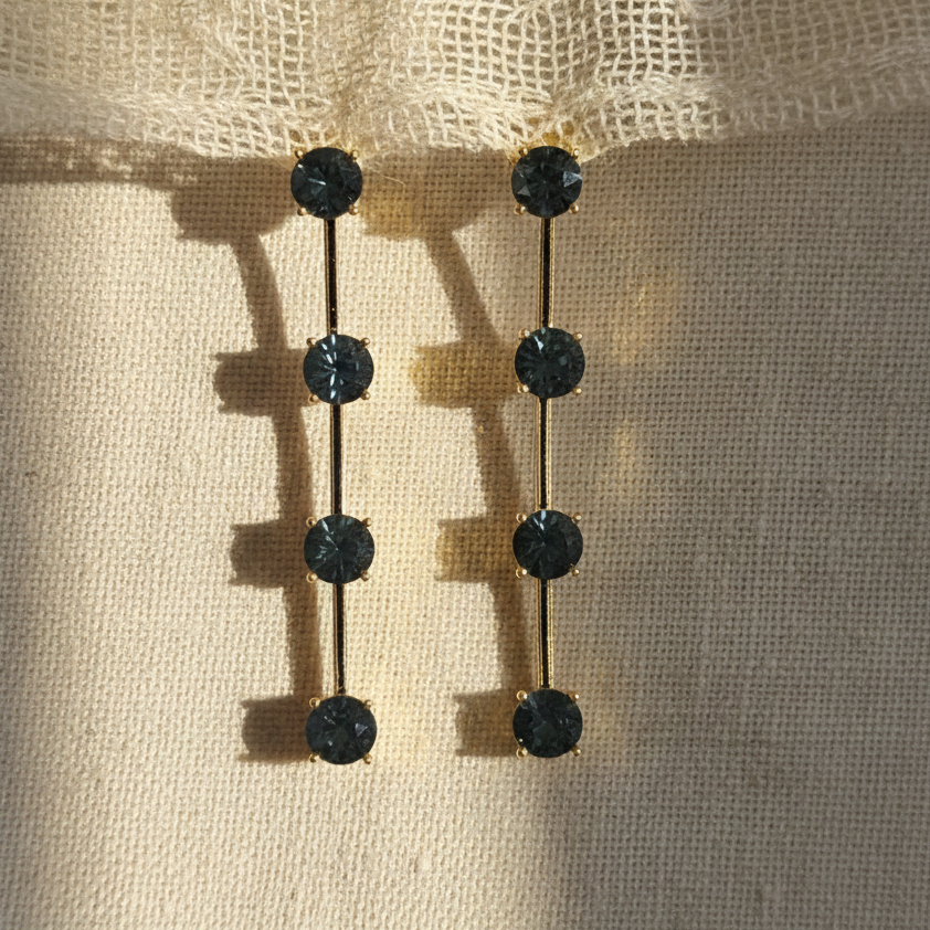 Noir Royal Blue Royale Linear Drops Earrings