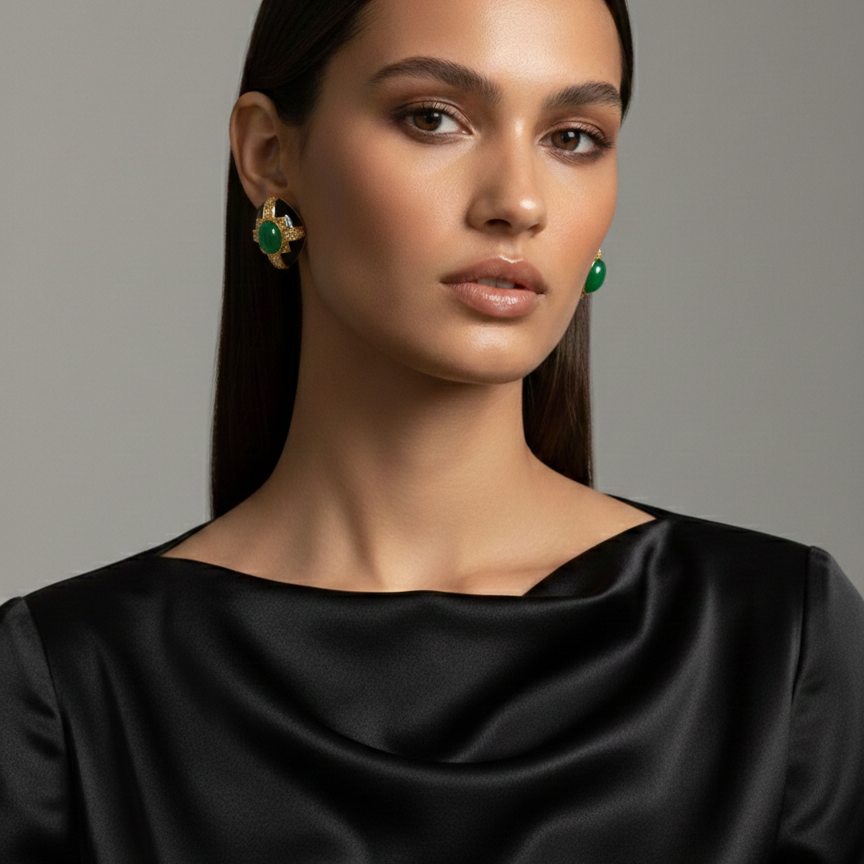 Imperiale Cabochon Statement Stud Earrings