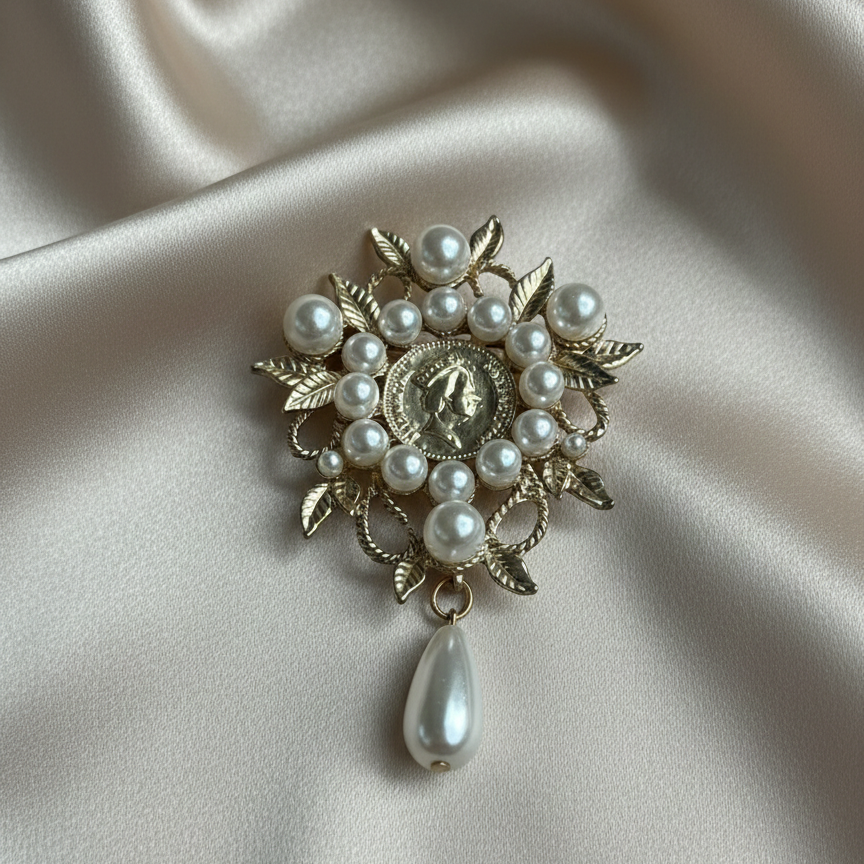 Regalia Pearl Droplet Brooch