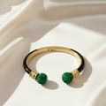 Black Emerald Imperiale Cabochon Gemstone Cuff Bracelet - 18kt Gold Plating